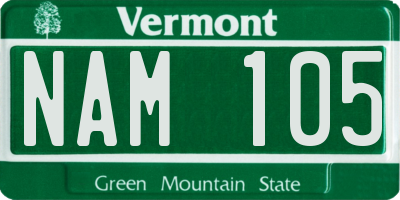 VT license plate NAM105