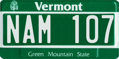 VT license plate NAM107