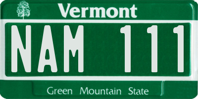VT license plate NAM111