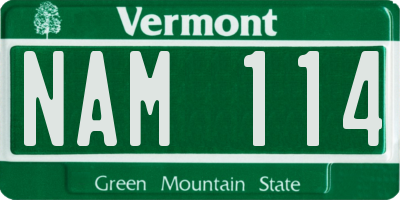 VT license plate NAM114