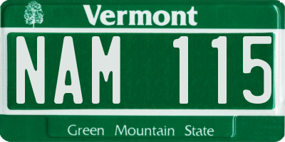 VT license plate NAM115