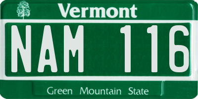 VT license plate NAM116