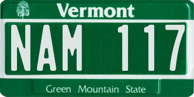 VT license plate NAM117