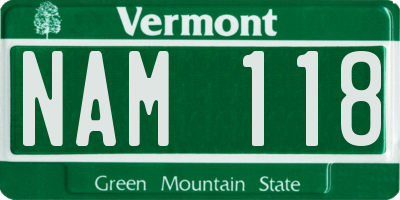 VT license plate NAM118