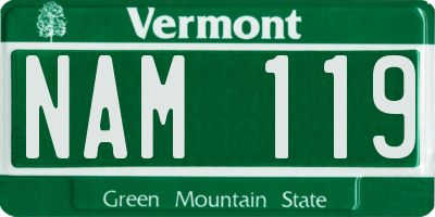 VT license plate NAM119