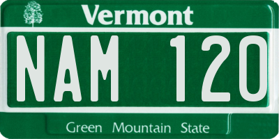 VT license plate NAM120