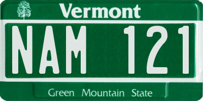 VT license plate NAM121