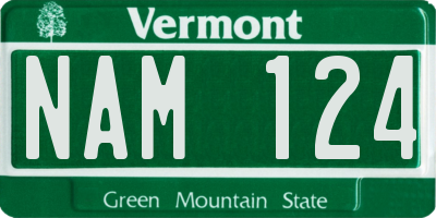 VT license plate NAM124