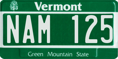 VT license plate NAM125