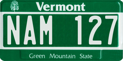VT license plate NAM127