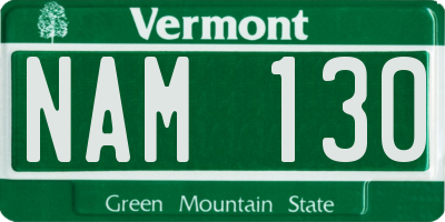 VT license plate NAM130