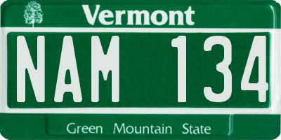 VT license plate NAM134