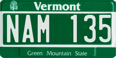 VT license plate NAM135