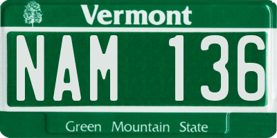 VT license plate NAM136