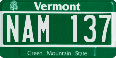 VT license plate NAM137