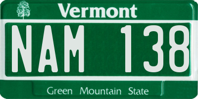 VT license plate NAM138