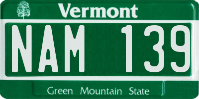 VT license plate NAM139