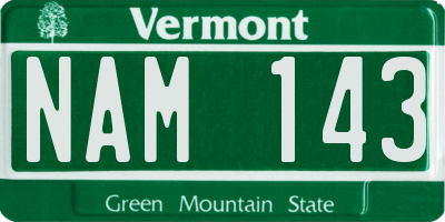 VT license plate NAM143
