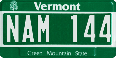 VT license plate NAM144