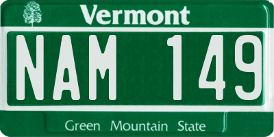 VT license plate NAM149