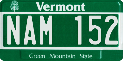 VT license plate NAM152