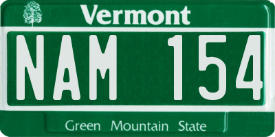 VT license plate NAM154