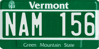 VT license plate NAM156