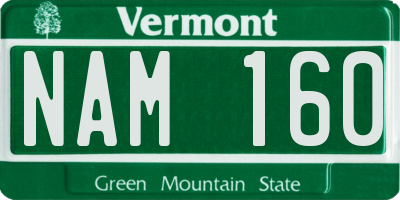 VT license plate NAM160