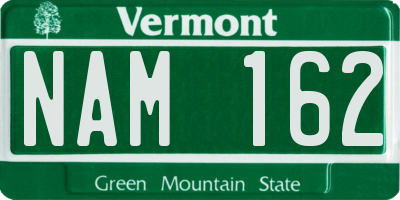 VT license plate NAM162