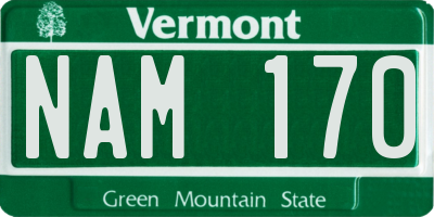 VT license plate NAM170