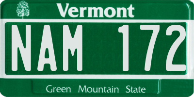 VT license plate NAM172