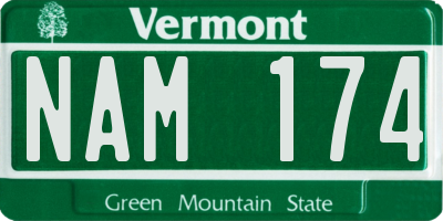 VT license plate NAM174
