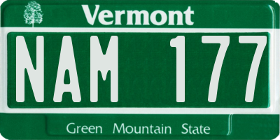 VT license plate NAM177