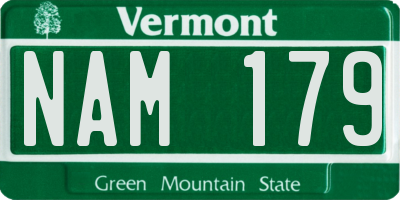 VT license plate NAM179