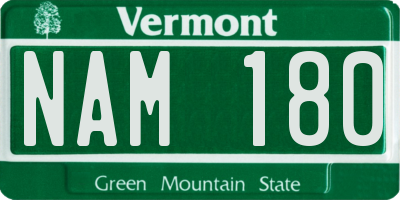 VT license plate NAM180