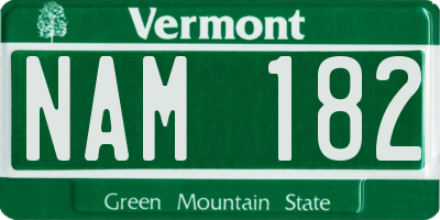 VT license plate NAM182