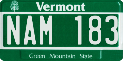 VT license plate NAM183