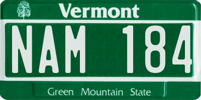 VT license plate NAM184