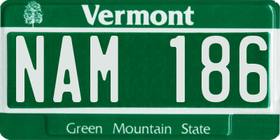VT license plate NAM186