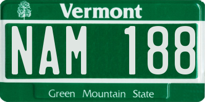 VT license plate NAM188