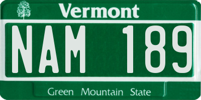 VT license plate NAM189