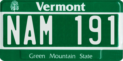 VT license plate NAM191