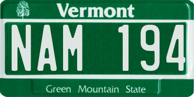 VT license plate NAM194
