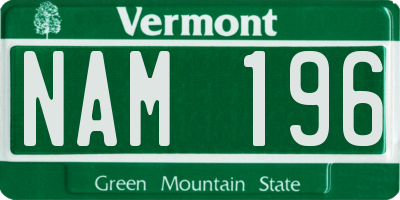VT license plate NAM196
