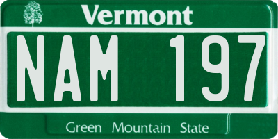 VT license plate NAM197