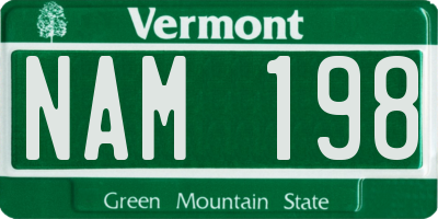 VT license plate NAM198