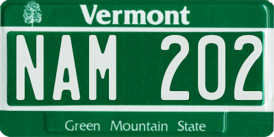 VT license plate NAM202
