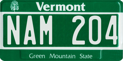 VT license plate NAM204