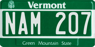 VT license plate NAM207