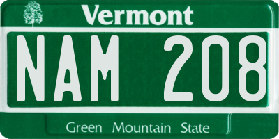 VT license plate NAM208